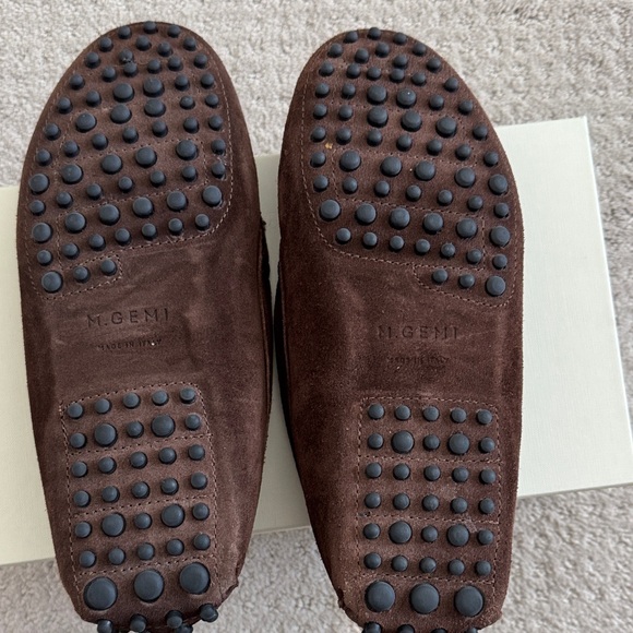 M. Gemi Dark Brown Suede Shearling-Lined Driving Loafers - Picture 2 of 4